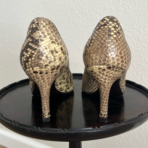 Stuart Weitzman Pointed Toe Python Pumps - Picture 3 of 4